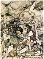 Las aventuras de Alicia en el país de las maravillas - Una cacerola inusualmente grande voló cerca y casi se la lleva